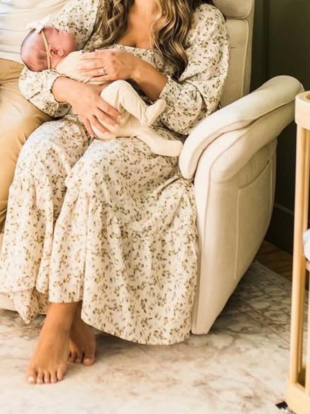 Floral Square-Neck Smocked Long Sleeve Maxi Dress - Cream - Picture 4 of 4